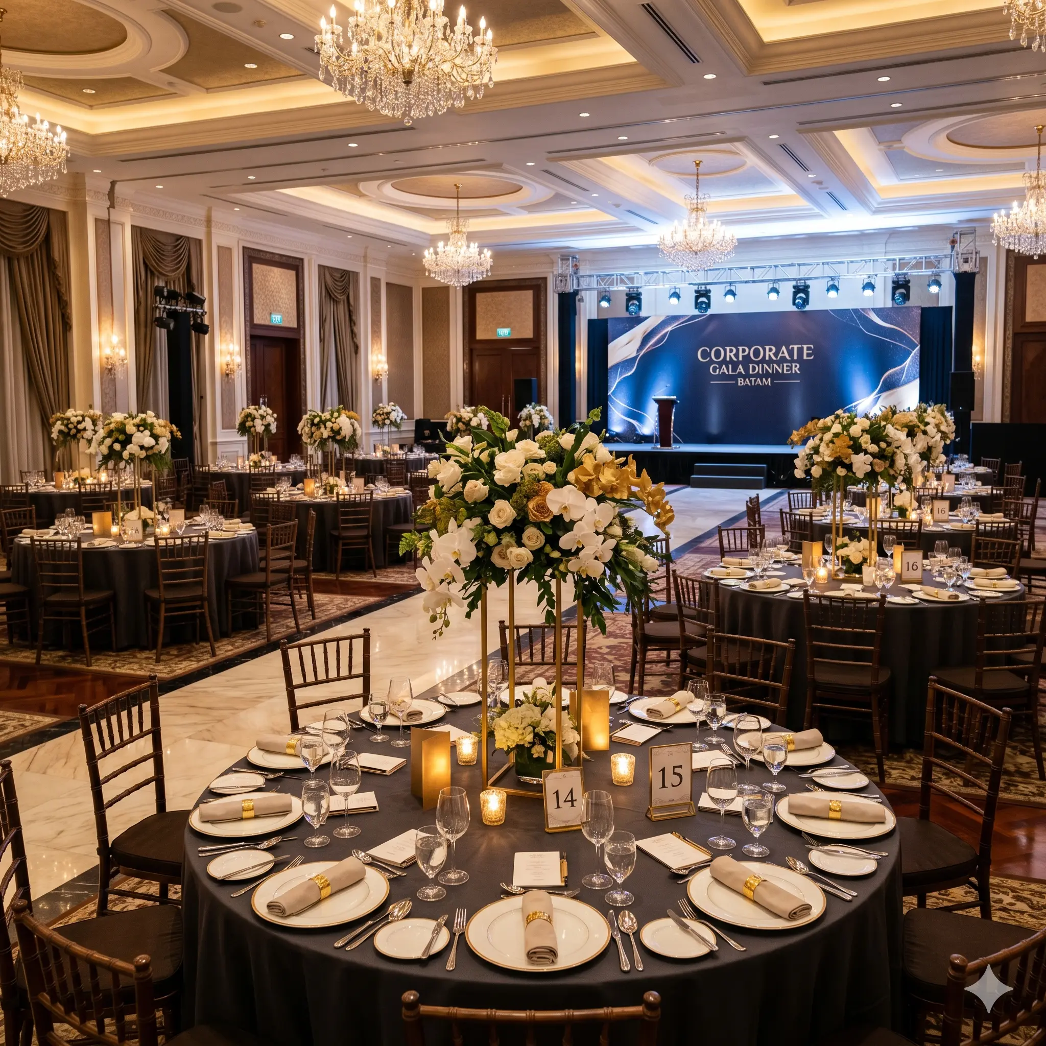 Penataan gala dinner membantu menciptakan suasana yang lebih profesional dan berkesan bagi seluruh peserta