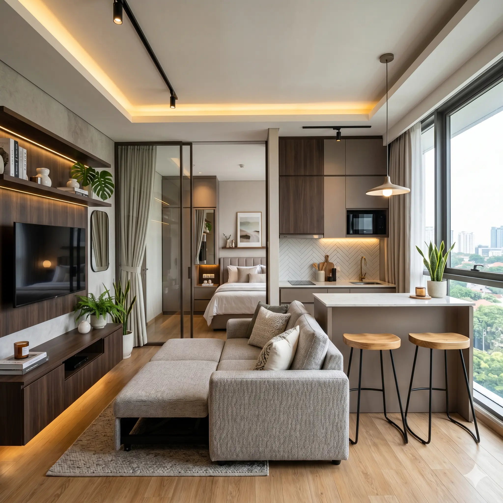 Desain interior apartemen membantu memaksimalkan fungsi ruang tanpa mengurangi kenyamanan penghuni
