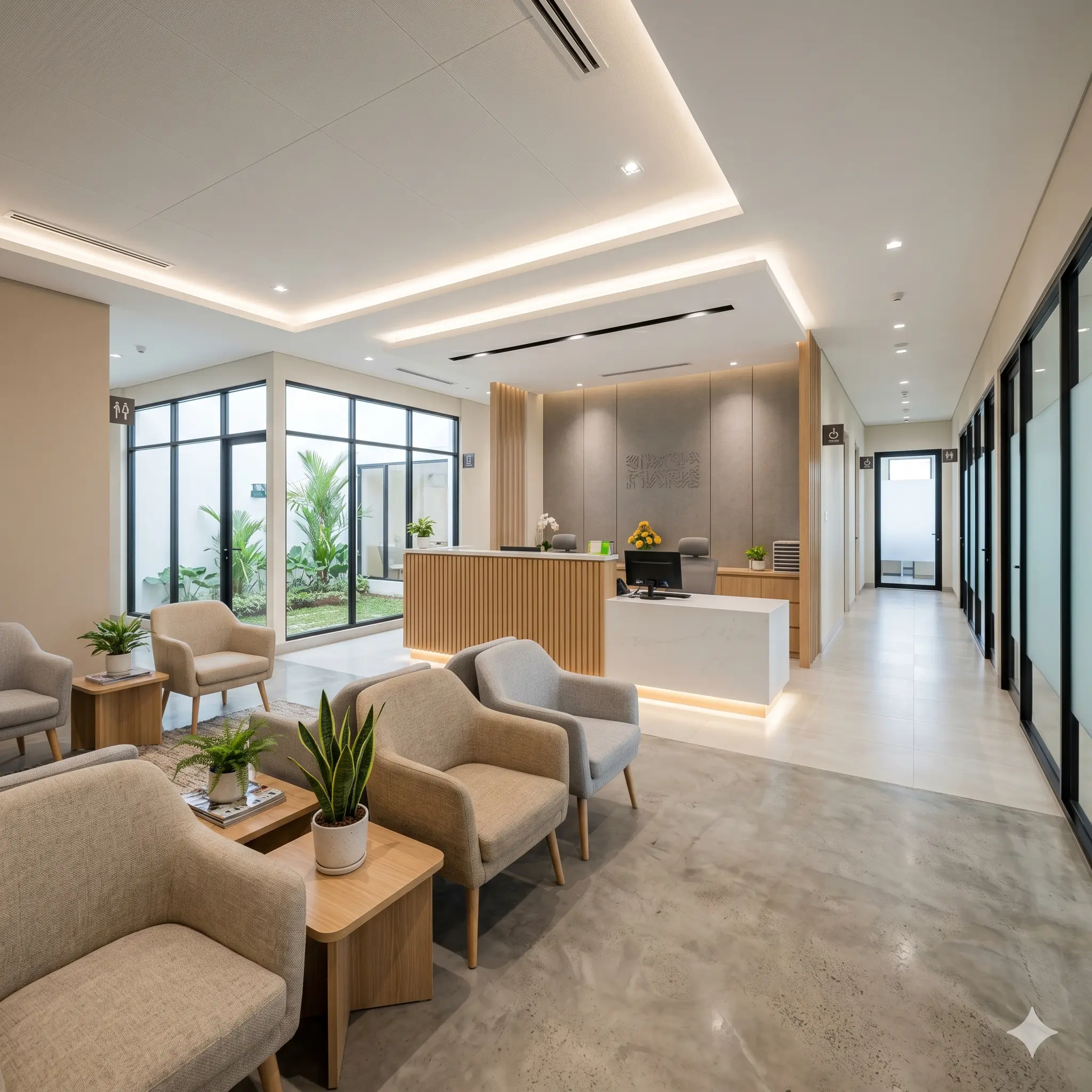 Interior klinik yang tertata baik membantu menciptakan pengalaman berkunjung yang lebih nyaman bagi pasien
