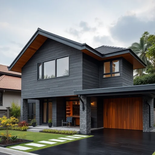 Batu Alam Hitam Untuk Dinding Depan Rumah Bandung